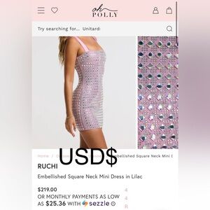 Oh Polly embellished stretchy light purple dress